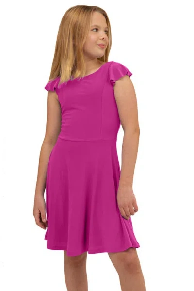 Un Deux Trois Kids'  Flutter Sleeve Dress In Purple