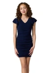 Un Deux Trois Kids'  Flutter Sleeve Fitted Dress In Black