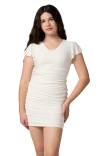 Un Deux Trois Kids'  Flutter Sleeve Fitted Dress In White