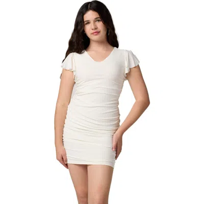 UN DEUX TROIS UN DEUX TROIS FLUTTER SLEEVE FITTED DRESS