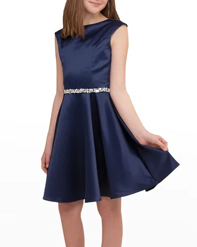 UN DEUX TROIS GIRL'S FIT-AND-FLARE BELTED DRESS