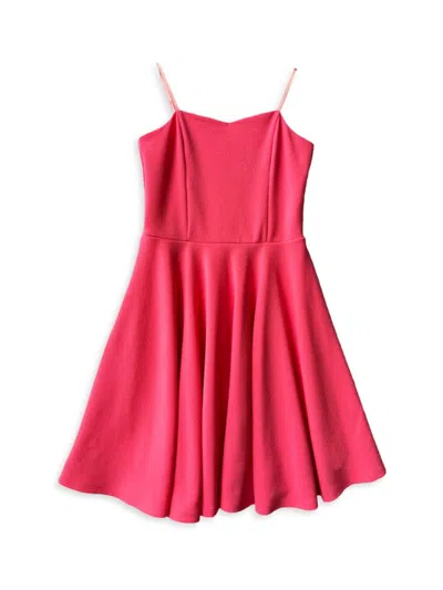 Un Deux Trois Girl's Fit-and-flare Stretch-knit Dress In Coral