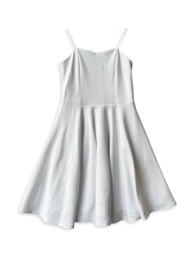 Un Deux Trois Girl's Fit-and-flare Stretch-knit Dress In White