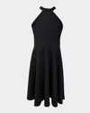 Un Deux Trois Girl's Halter Keyhole-back Dress In Black