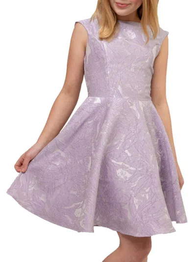 Un Deux Trois Kids' Girl's Jacquard A Line Dress In Lilac