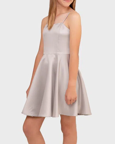 Un Deux Trois Kids' Girl's Strapless Sequin & Satin Party Dress In Silver