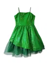 Un Deux Trois Girl's Peek-a-boo Sequin Dress In Green
