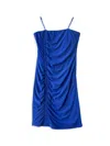 Un Deux Trois Kids' Girl's Ruched Dress In Cobalt