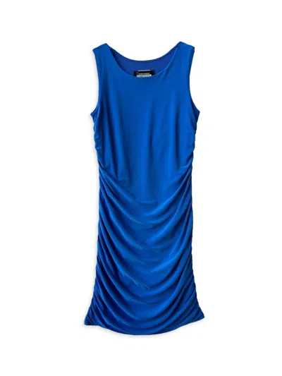 Un Deux Trois Girl's Ruched Knit Minidress In Classic Blue