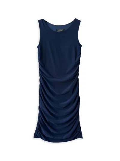 Un Deux Trois Girl's Ruched Knit Minidress In Navy