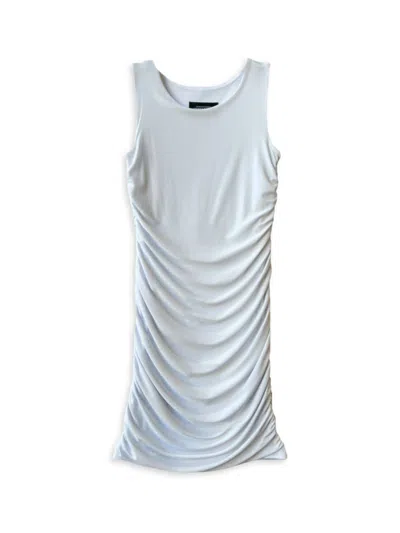 Un Deux Trois Girl's Ruched Knit Minidress In White