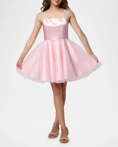 UN DEUX TROIS GIRL'S SATIN & TULLE PARTY DRESS