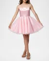 Un Deux Trois Kids' Girl's Satin & Tulle Party Dress In Pink