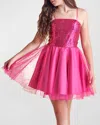 Un Deux Trois Girl's Sequin & Tulle Mini Dress In Fuchsia
