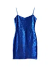 Un Deux Trois Girl's Sequin-embellished Fitted Dress In Cobalt