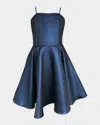 Un Deux Trois Kids' Girl's Solid Satin Sweetheart Dress In Cobalt