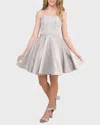 Un Deux Trois Girl's Strapless Sequin & Satin Party Dress In Silver