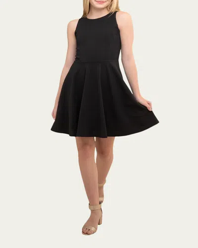 Un Deux Trois Kids' Girl's Textured Racerback Dress In Black
