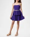 Un Deux Trois Kids' Girl's Tiered Dress W/ Embellished Belt In Purple