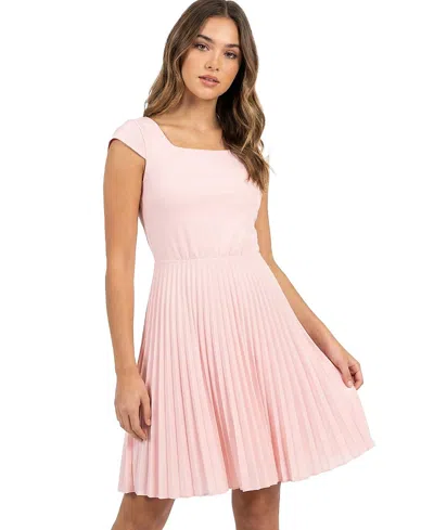 Un Deux Trois Kids'  Cap Sleeve Pleated Dress In Pink