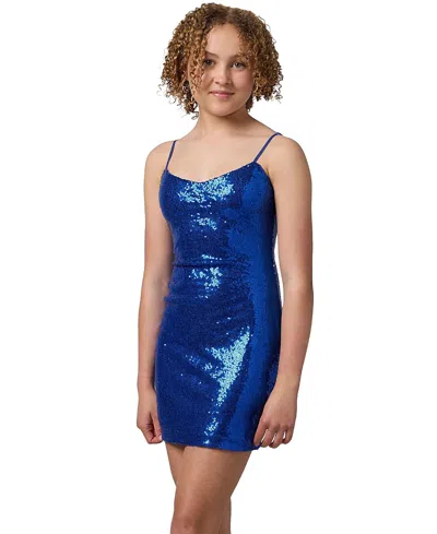 Un Deux Trois Girs' Sequin Mini Dress - Big Kid In Blue