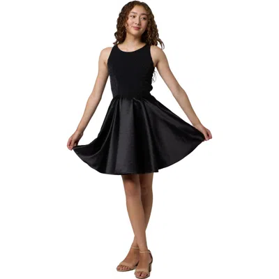 Un Deux Trois Kids'  Glitter And Satin Racerback Dress In Black