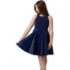 Un Deux Trois Kids'  Glitter And Satin Racerback Dress In Blue