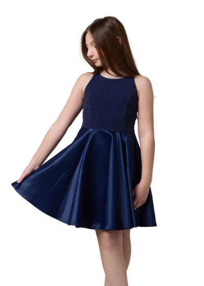 UN DEUX TROIS UN DEUX TROIS GLITTER AND SATIN RACERBACK DRESS