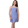 Un Deux Trois Kids'  Glitter Bow Back Tiered Dress In Blue