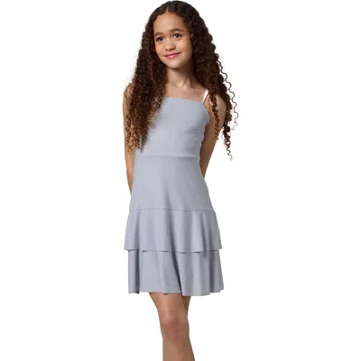 Un Deux Trois Kids'  Glitter Bow Back Tiered Dress In Gray