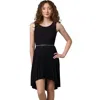 Un Deux Trois Kids'  Glitter Pleated High Low Dress With Belt In Black