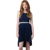 Un Deux Trois Kids'  Glitter Pleated High Low Dress With Belt In Black