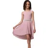 Un Deux Trois Kids'  Glitter Pleated High Low Dress With Belt In Pink