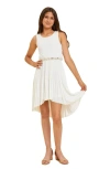 Un Deux Trois Girl's Pleated High-low Dress In Ivory