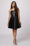 Un Deux Trois Kids' Sequin & Satin Fit & Flare Dress In Black