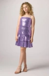 Un Deux Trois Girl's Tiered Sequin Dress W/ Bow In Lilac