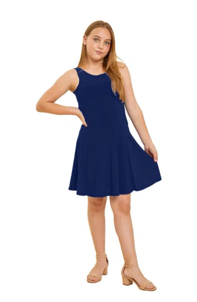 Un Deux Trois Kids' Skater Dress In Navy