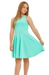 Un Deux Trois Kids' Textured Racerback Fit & Flare Dress In 851mint