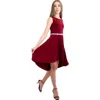 Un Deux Trois Kids'  Pleated High Low Dress With Belt In Red