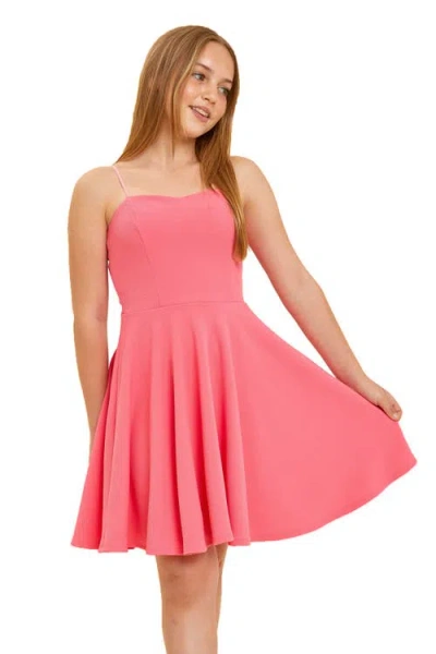 UN DEUX TROIS UN DEUX TROIS PRINT TEXTURED FIT AND FLARE STRETCH DRESS