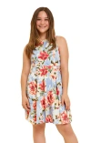 Un Deux Trois Kids' Floral Racerback Dress In Blue