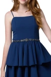 Un Deux Trois Ribbon Rhinestone Belt In Metallic
