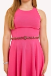 Un Deux Trois Kids'  Ribbon Rhinestone Belt In Gold