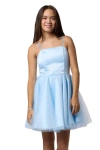 Un Deux Trois Kids' Satin & Tulle Fit & Flare Dress In Blue