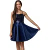 Un Deux Trois Kids'  Sequin And Satin Party Dress In Blue