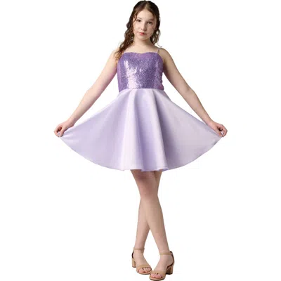 UN DEUX TROIS UN DEUX TROIS SEQUIN AND SATIN PARTY DRESS