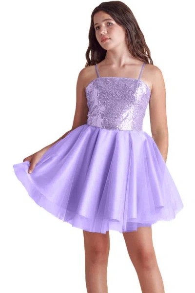 Un Deux Trois Kids'  Sequin And Tulle Party Dress In Purple