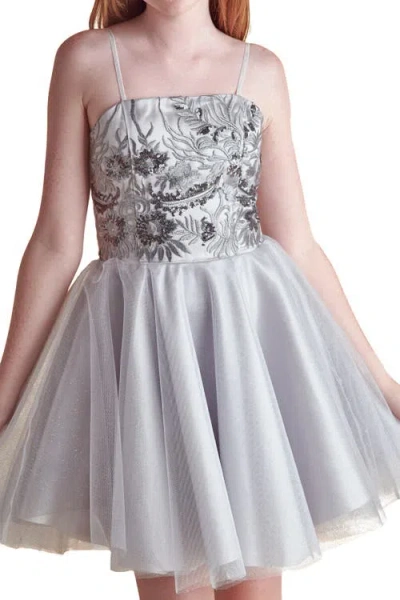 Un Deux Trois Kids'  Sequin And Tulle Party Dress In Gray