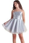 Un Deux Trois Girl's Sequin & Tulle Mini Dress In Gray