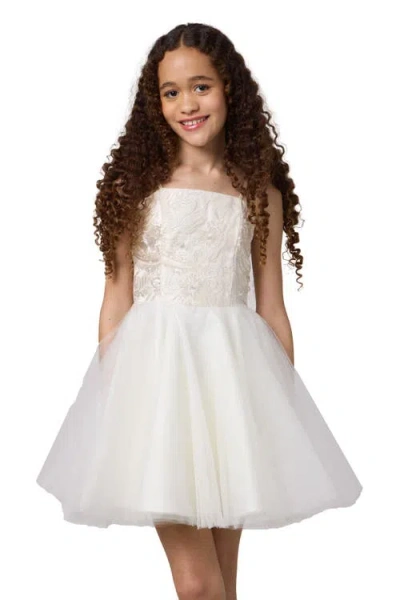 Un Deux Trois Kids'  Sequin And Tulle Party Dress In White